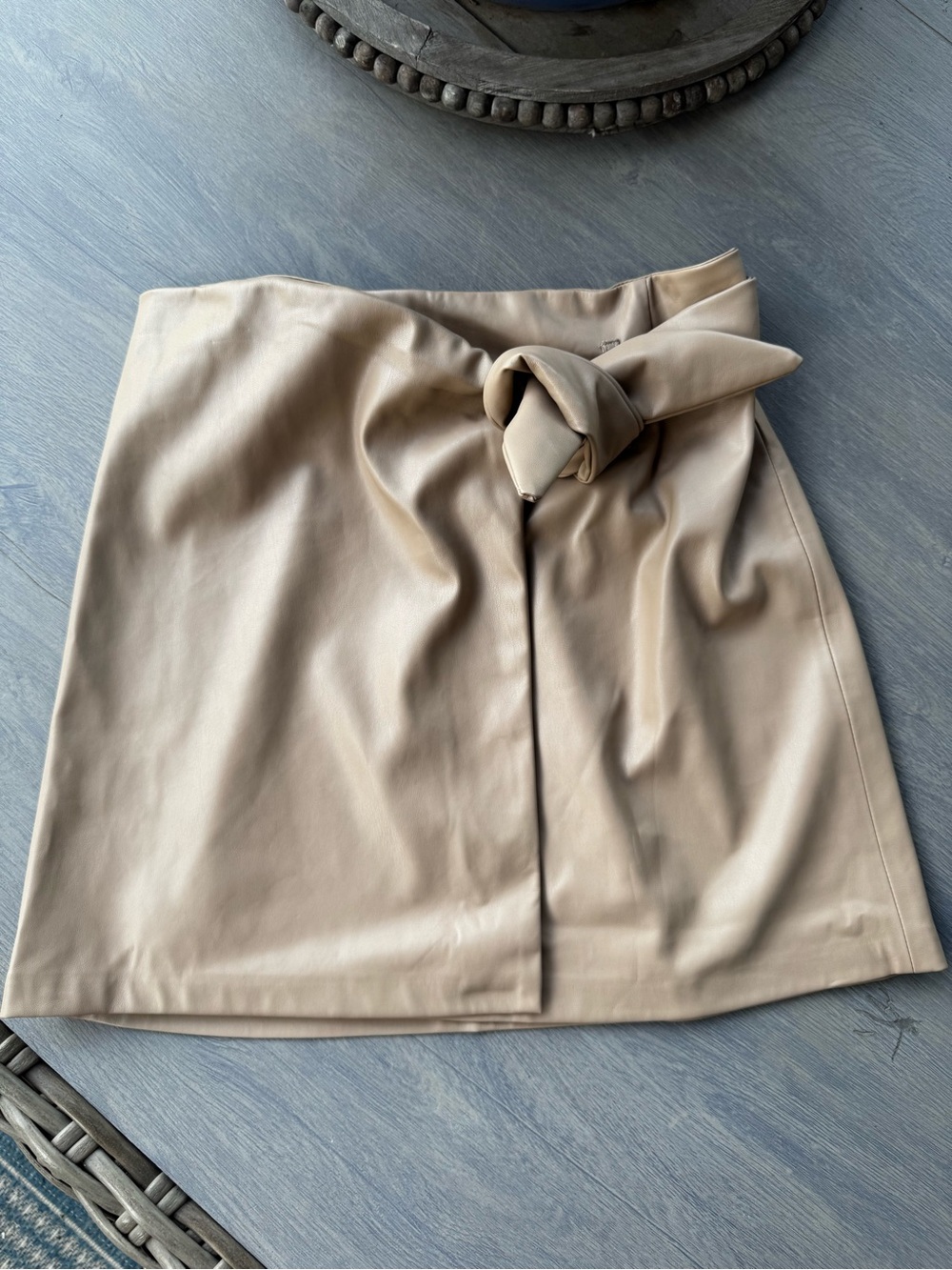 Jason Wu Beige Faux Leather Mini Skirt